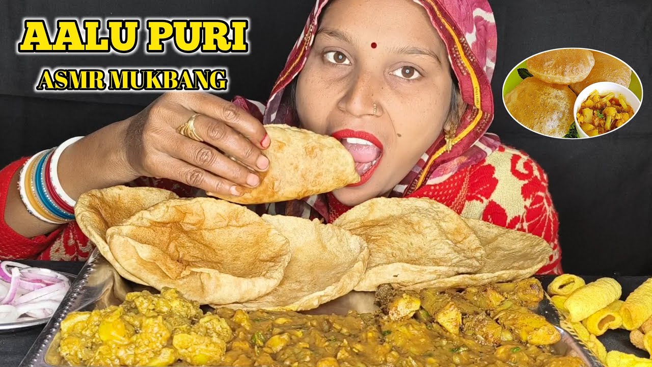 Aalu Puri Eating Challenge | Indian Veg Food Eating Video | ASMR Mukbang