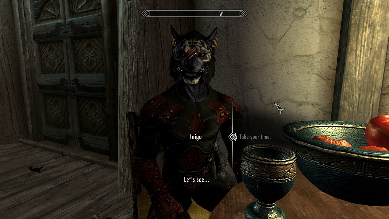 Inigo's thoughts on my level 52 vampire assassin. (Skyrim)