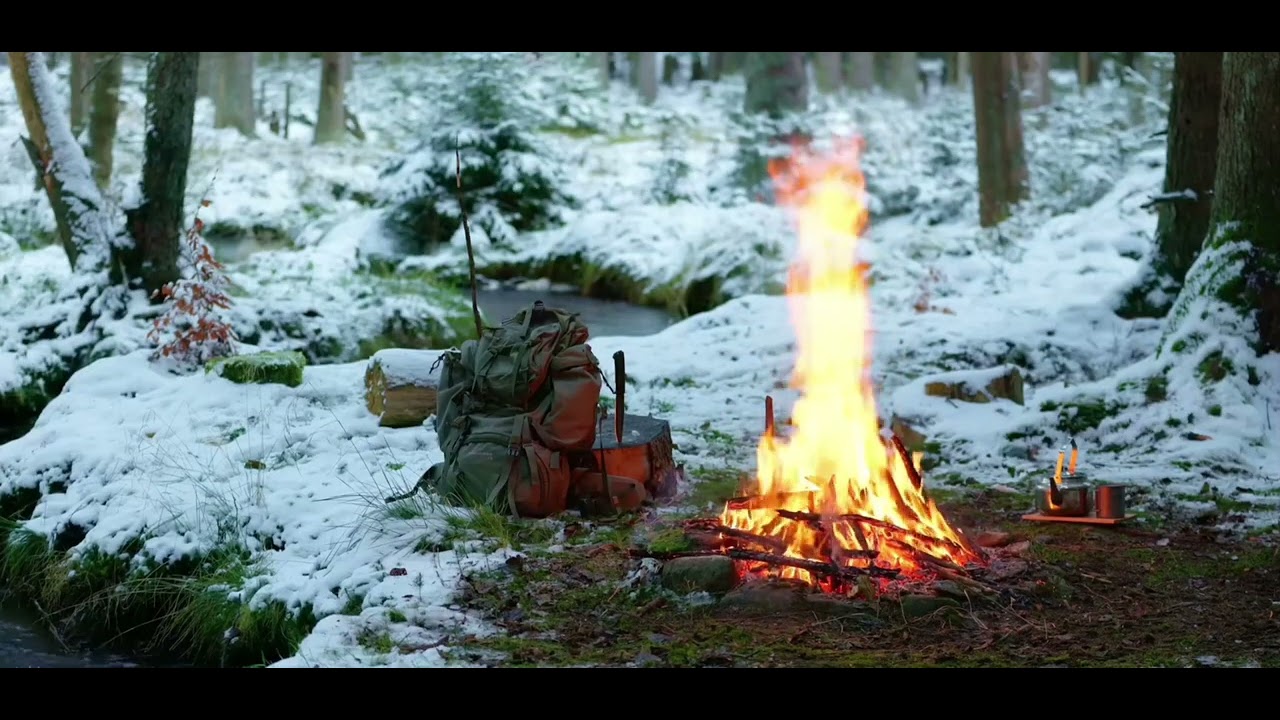 Fireplace Snowing full HD real
