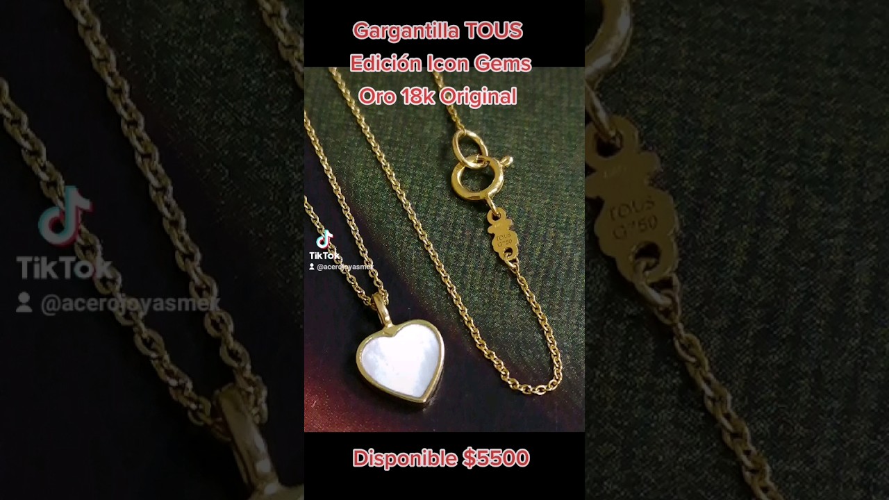 Gargantilla TOUS Edici&oacute;n Icon Gems Oro 18k Coraz&oacute;n Madre Perla 8 mm Reaza 11 mm Cadena 44 cm $6500