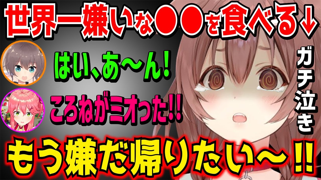 この世で最も苦手な生物を食べてミオってしまいガチ泣きしてしまうころさん【 戌神ころね さくらみこ 夏色まつり 白上フブキ/ホロライブ切り抜き】