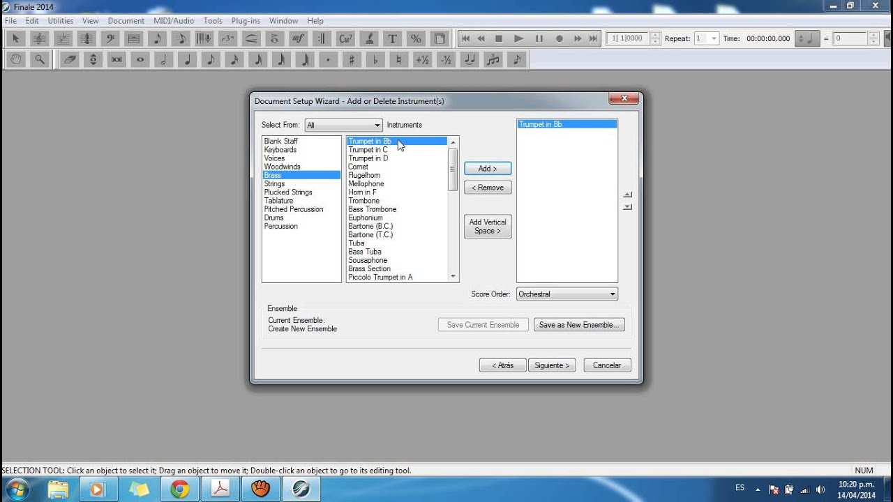 Iniciando Finale 2014 (creando un Score)