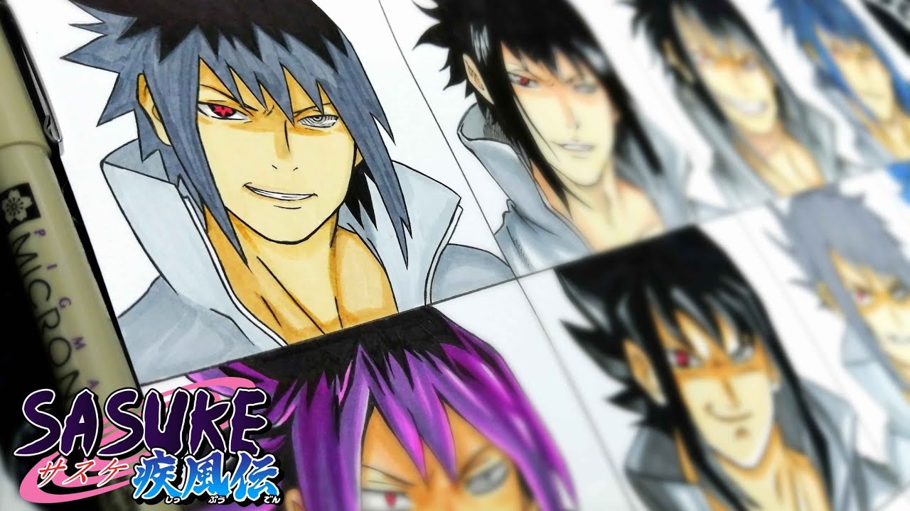 Drawing Sasuke in Different Anime Styles | Naruto ナルト| #44