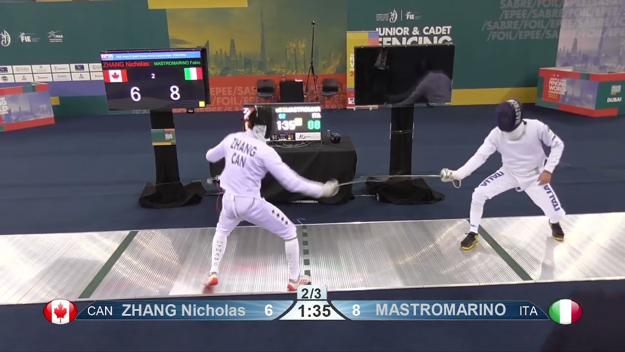 2022 230 T08 03 M E Cadets Individual Dubai UAE WCH GREEN MASTROMARINO ITA vs ZHANG CAN