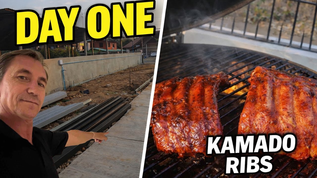 Day 1 Building Our Restaurant in Thailand  Low & Slow Ribs on the Kamado