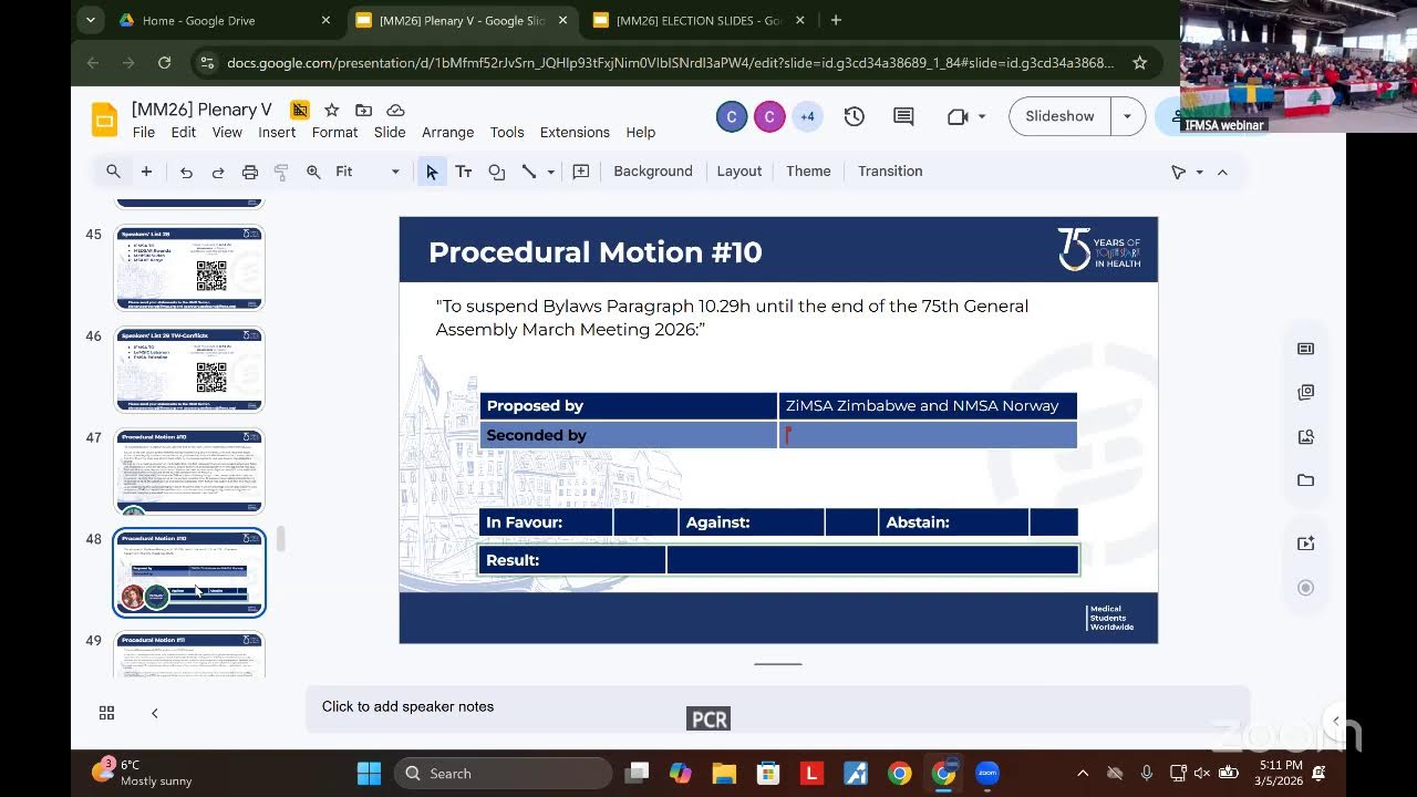 75th IFMSA General Assembly March Meeting 2026 | Plenary V
