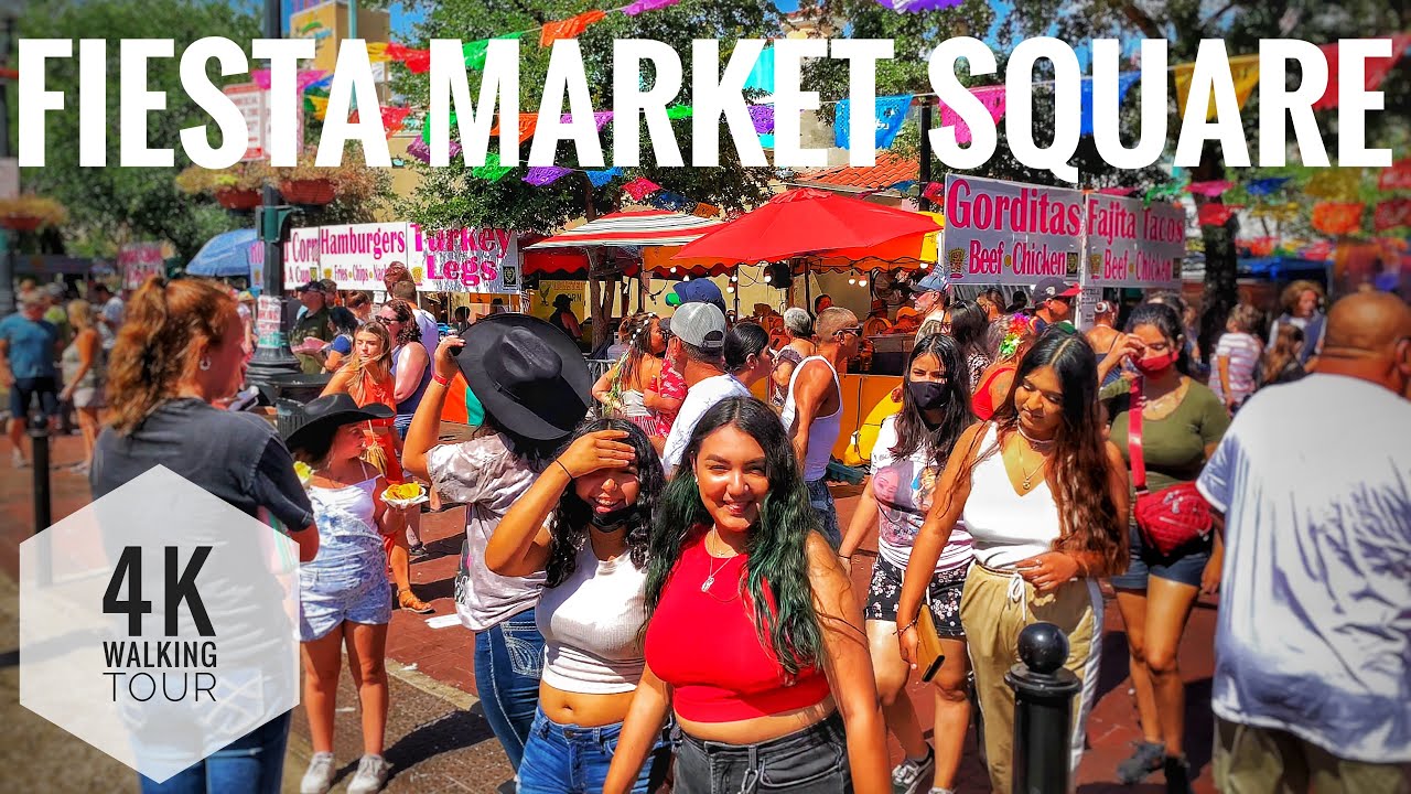 Walking around FIESTA in Market Square - San Antonio Texas USA