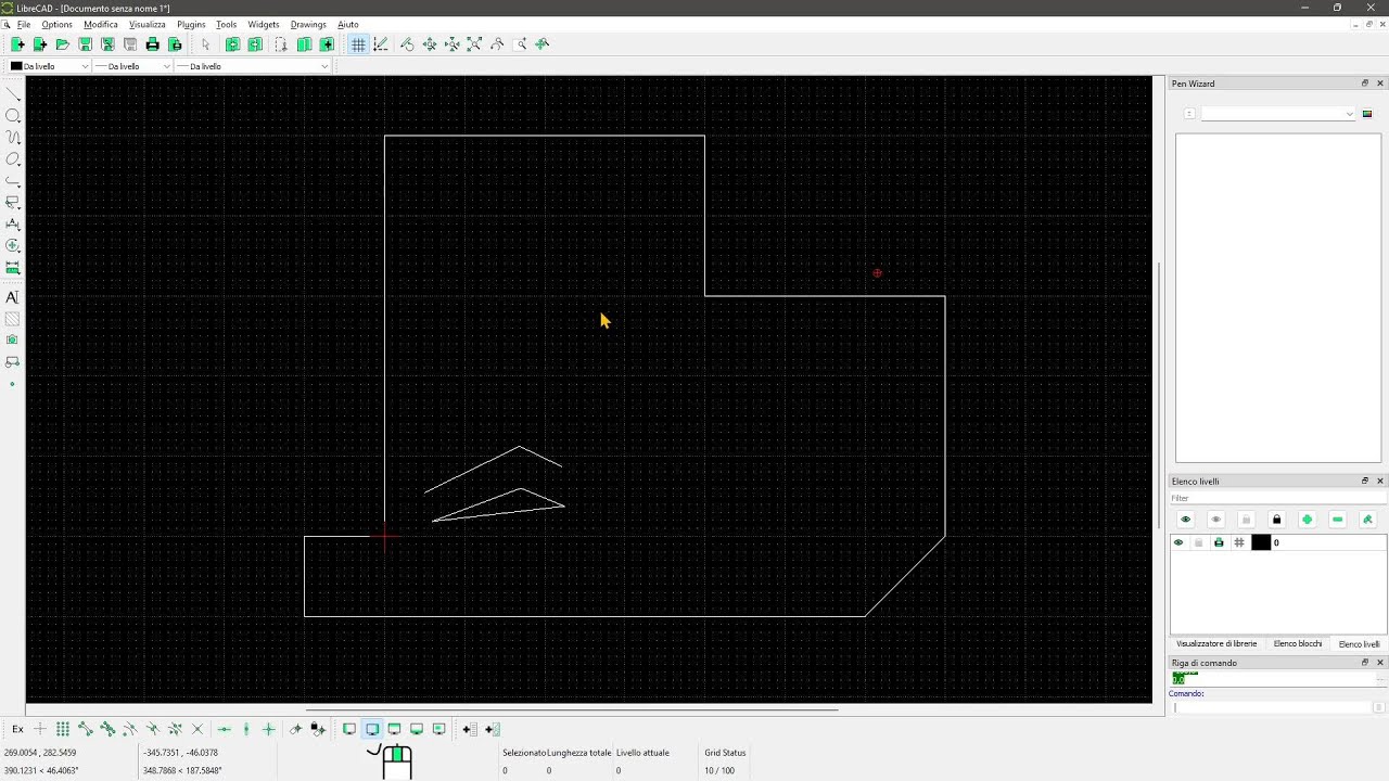 LibreCAD - Lezione 02 - Disegno con Linee, Comandi Base, Unità di Misura, Selezione, Navigazione, XY