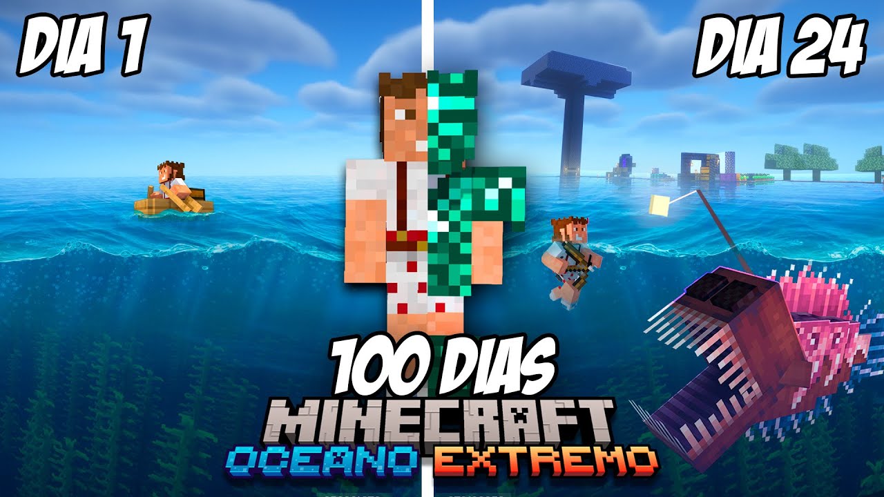 100 D&iacute;as en un Mundo SOLO de OC&Eacute;ANO EXTREMO en Minecraft