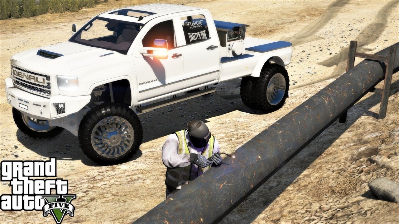 Реальный мод GTA 5 № 203: Сварочный грузовик Killer Rig GMC Denali HD, сваривающий трубопроводы н...