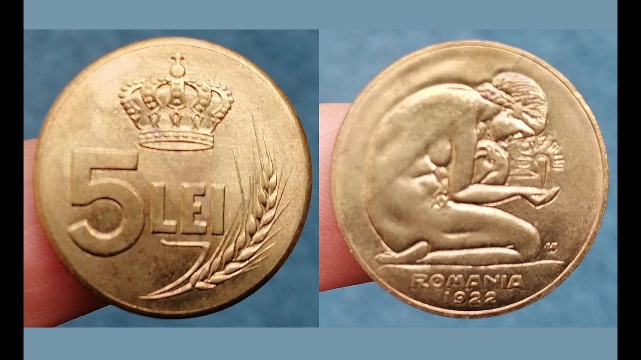 💎Rare Coin 5 lei 1922 🪙 Femeie la izvor - moneda rara cupru Romania