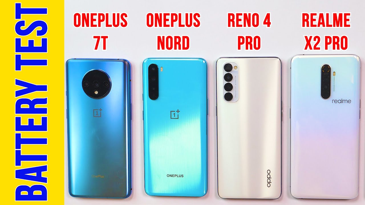 Oneplus NORD vs Reno4 Pro, Realme X2 Pro, Oneplus 7T Battery Drain Test | Charging | PUBG Heating