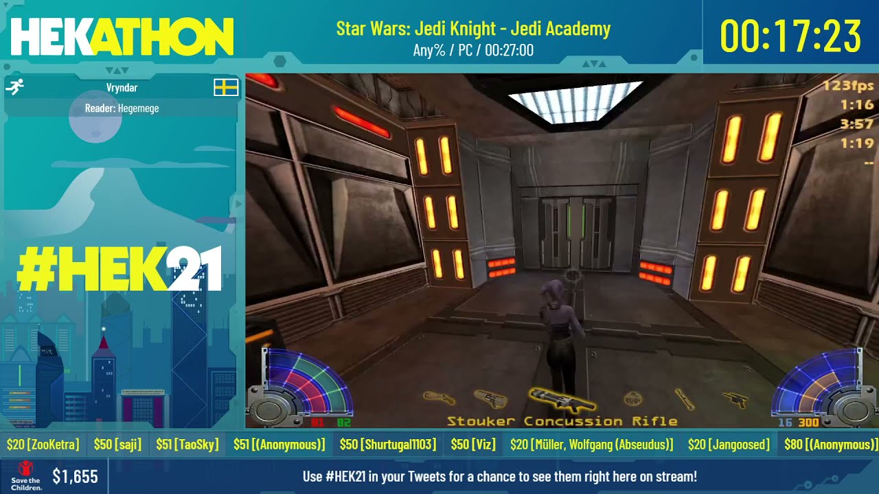 Star Wars: Jedi Knight - Jedi Academy [Any%] от Vryndar - #HEK21