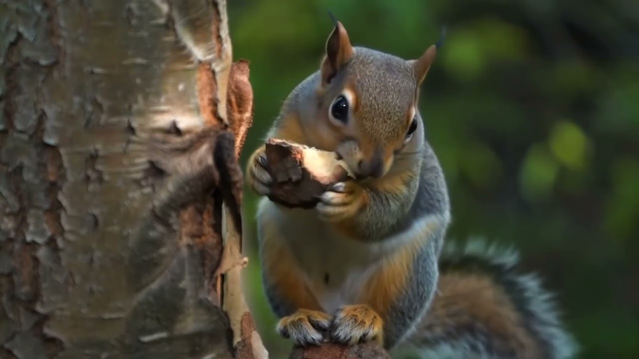 Squirrel Eating Tree Bark: Survival Wisdom in the Forest