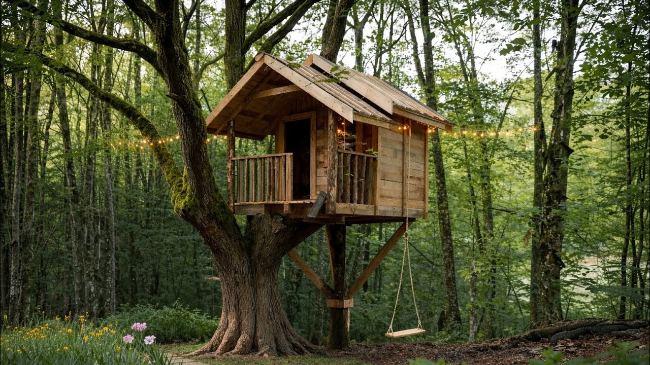 This Man Built A One-Of-A-Kind Treehouse | Shelter for surviving a freezing Winter EP1