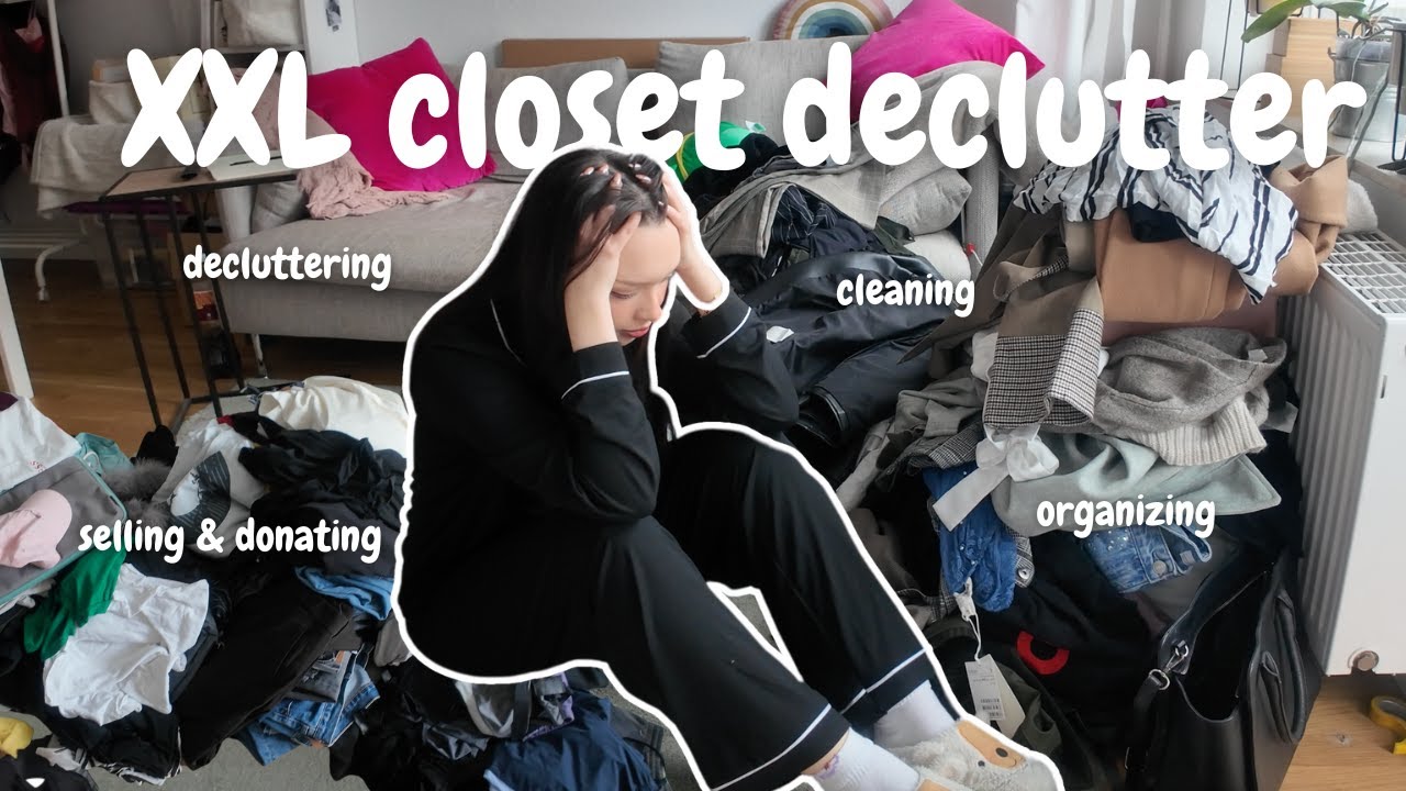 xxl closet declutter | decluttering, cleaning & organizing my closet for the first time in YEARS