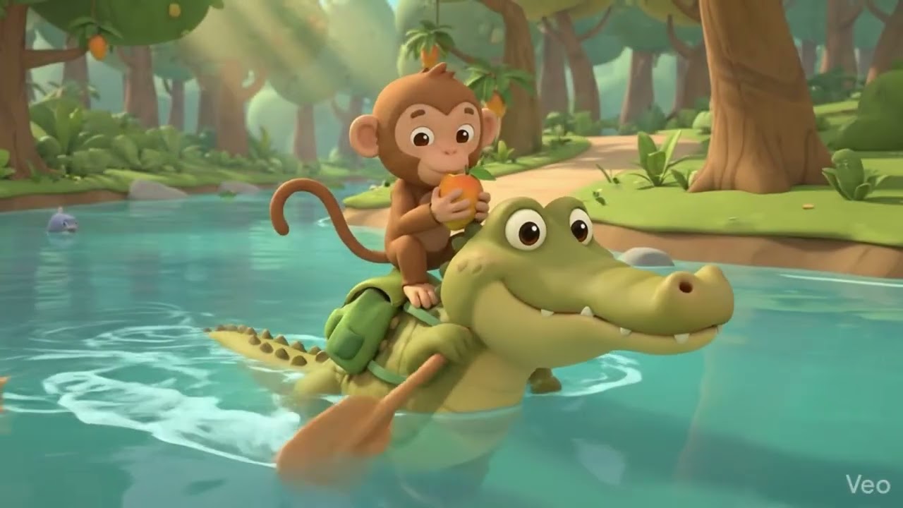 Monkey and crocodile||#kidsvideos #bedtimestories #toddlervideos #preschoollearning #familyfriendly