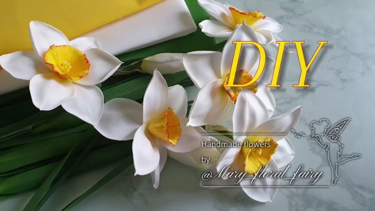 МК |DIY Нарциссы из фоамирана без молдов. Супер-короткая версия.