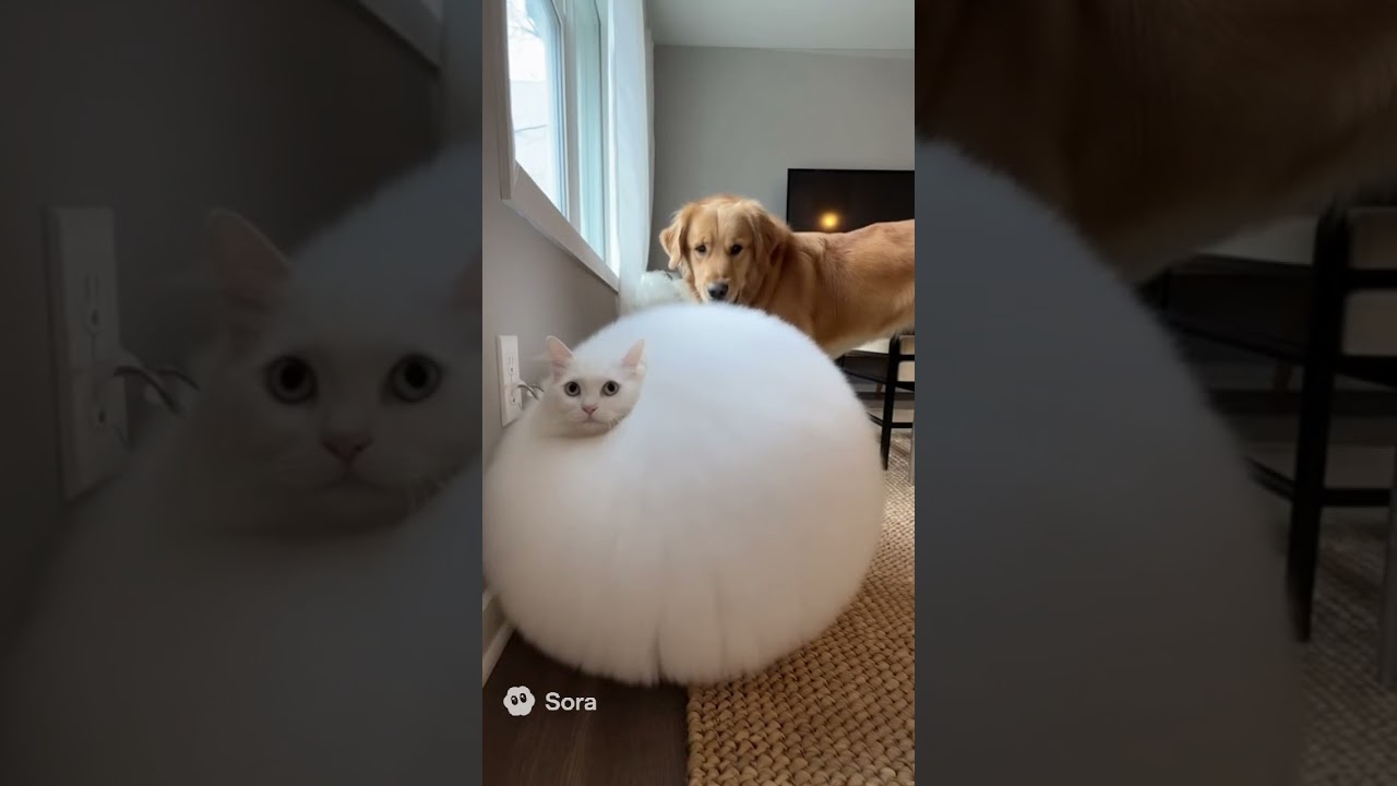 🤯 Fluffy Cat Turns Into a Cotton Ball After Electric Shock..!
