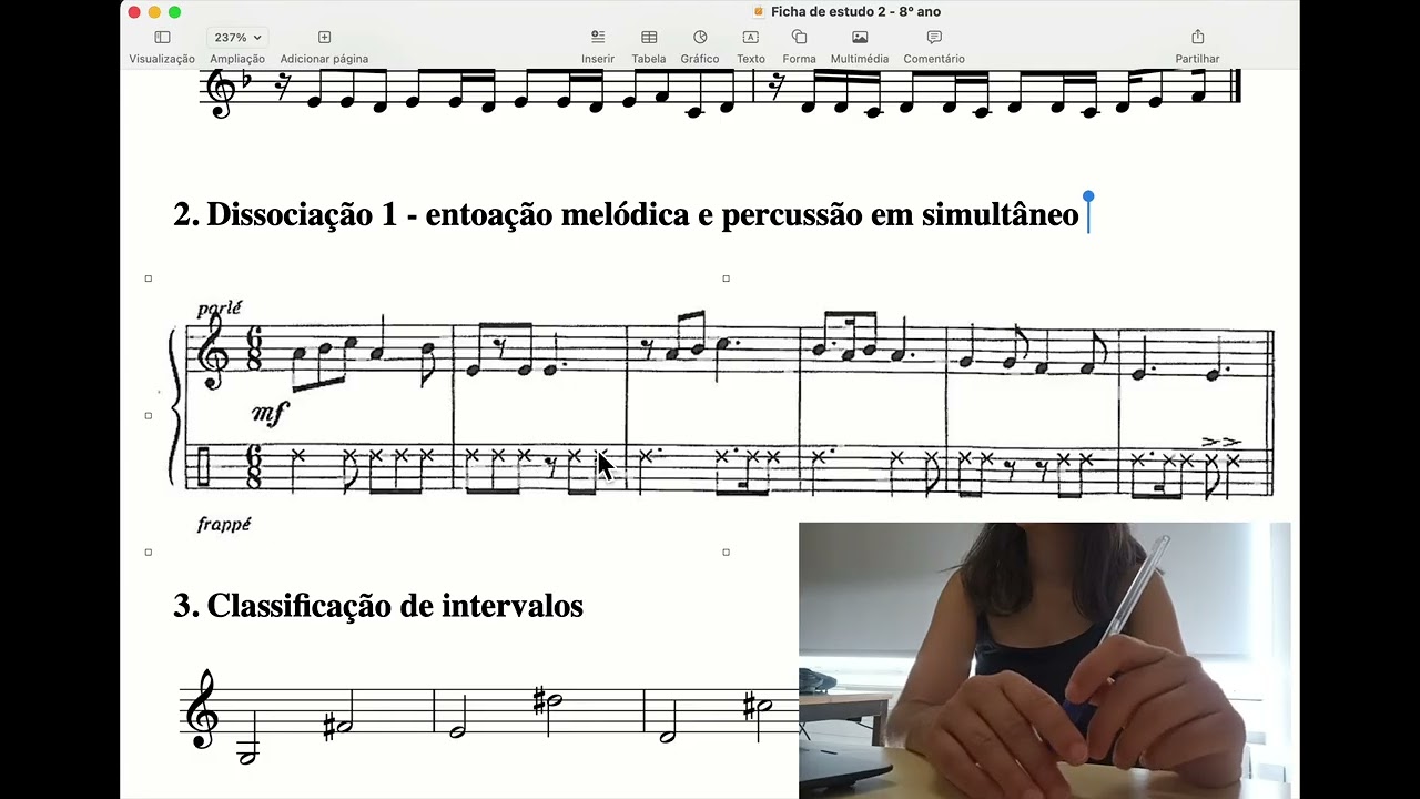 Leitura rítmica 2 partes DT 8º/9º ano - Ficha de estudo 2