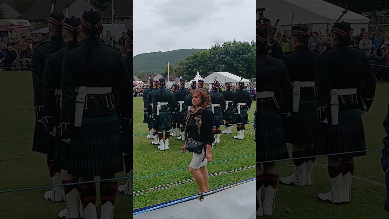 Balaklava Company 5 SCOTS forming a guard of honour to welcome the Chieftain to Ballater Games