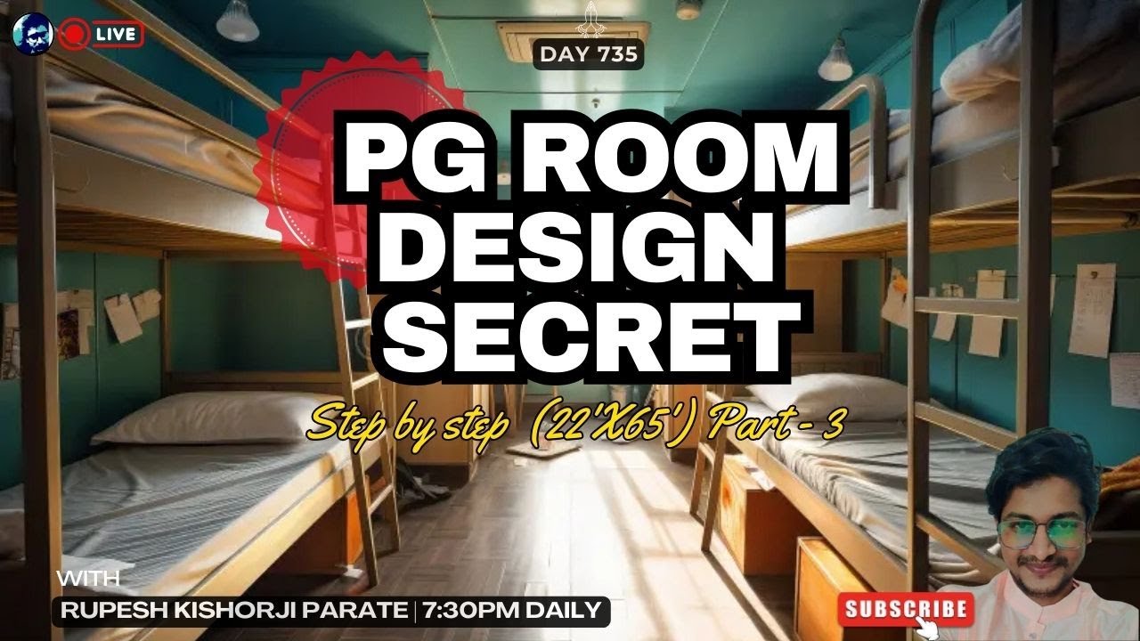 PG room Design Secrets | From Scratch Step-by-Step (LIVE Part-3) | AutoCAD | Rupesh range