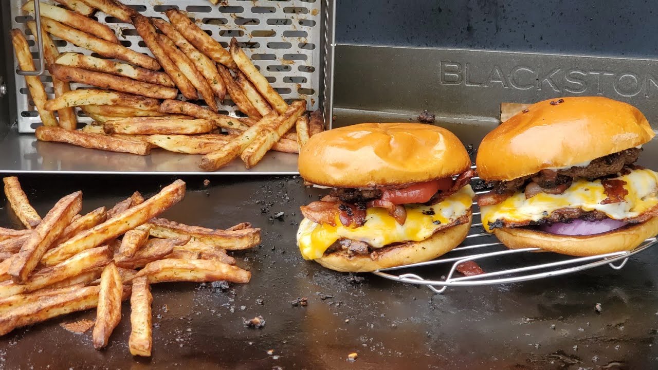 Blackstone Air Fryer & Griddle Combo Airfryer Aldi Brioche Buns Smash Cheeseburgers &  Homeade Fries
