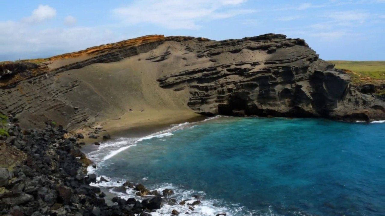 Green sand beach in Hawaii
