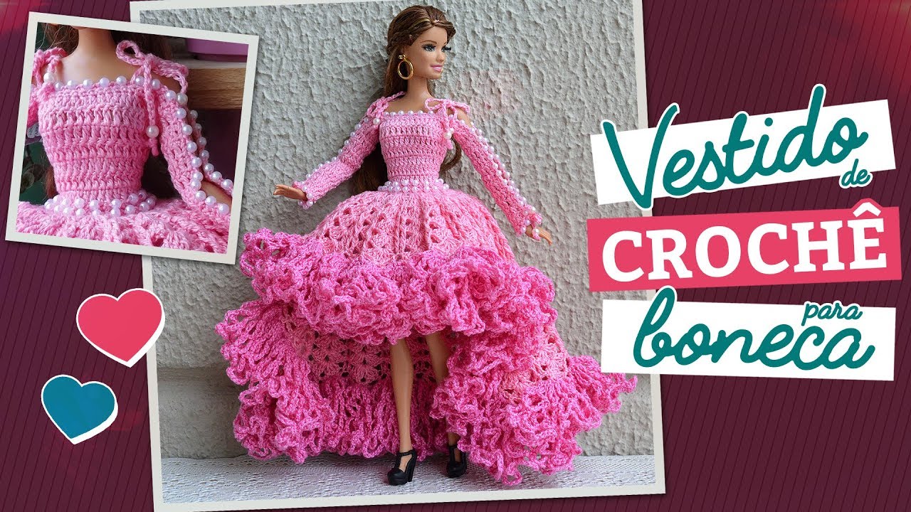 Vestido de crochê para boneca | Raquel Gaúcha