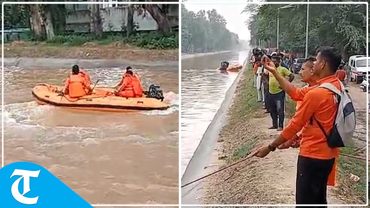 NDRF team on search operation to rescue two youth drowned in Sirhind Canal in Bathinda