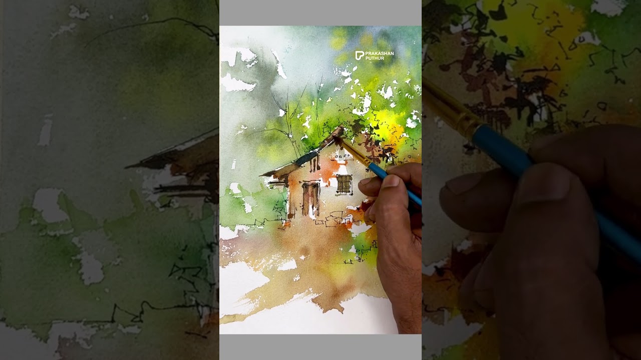 Create a Dreamy Rustic Cottage – Line & Wash Watercolor Painting