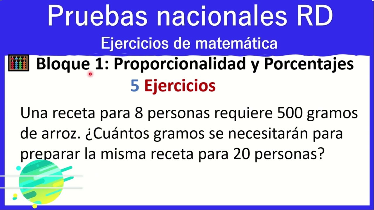 CLÍNICA PRUEBAS NACIONALES - 5 EJERCICIOS SOBRE PROPORCIONALIDADES Y PORCENTAJES