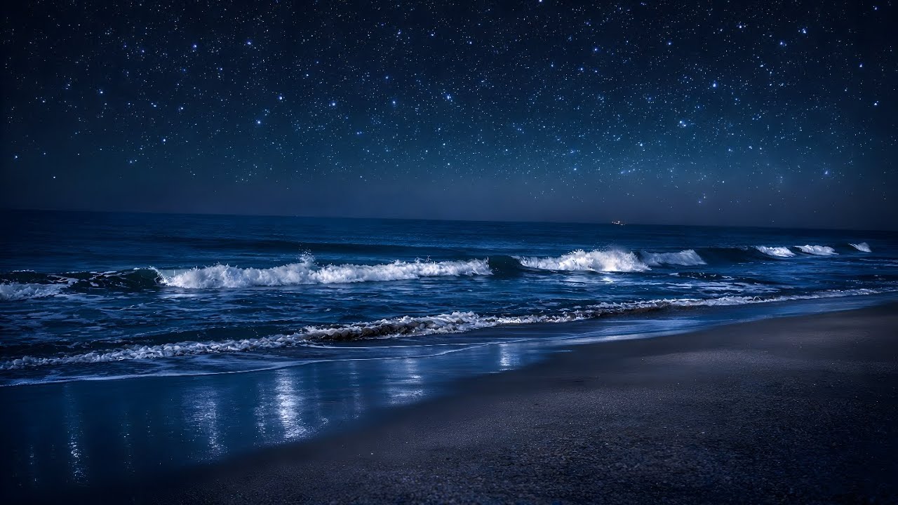 Fall Asleep Fast 🌙 3 Hours of Gentle Midnight Ocean Waves