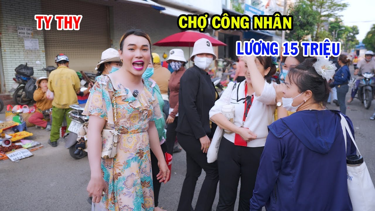 Ty Thy đi chợ Công nhân lương 15 triệu 1 tháng - Ty Thy Vlog Gỏi đu đủ