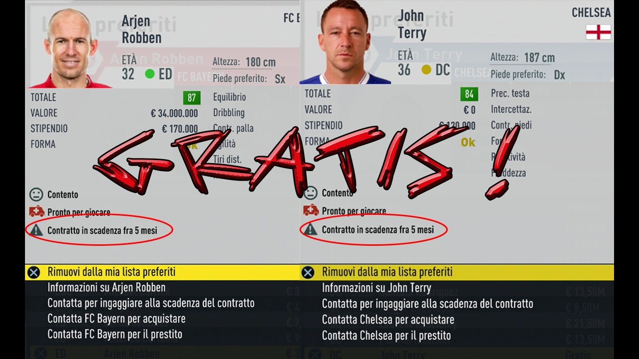TOP PLAYERS GRATIS! I MIGLIORI GIOCATORI DA PRENDERE A PARAMETRO 0 [CARRIERA FIFA 17]