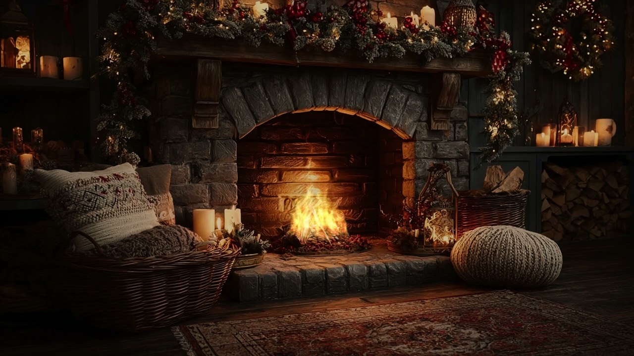 Fireplace Sounds Only 🔥 Cozy Winter Crackling Fire Ambience 4K for Sleep & Study