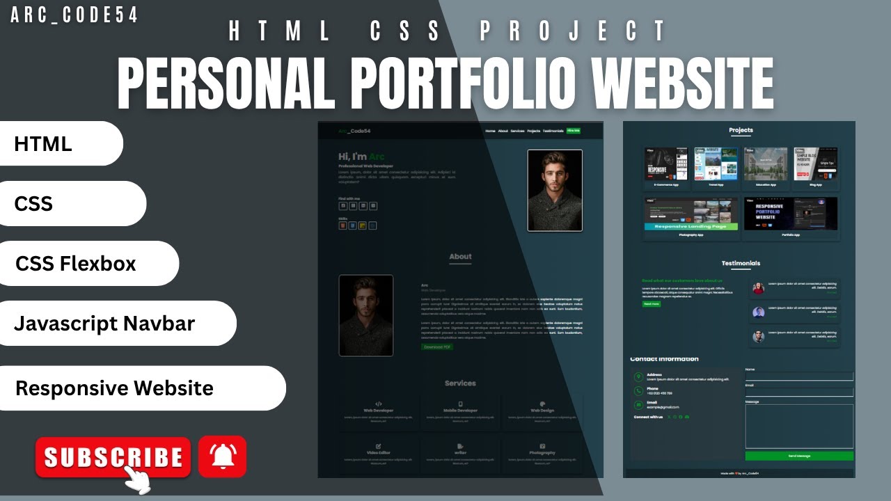 Create a Complete Responsive Personal Portfolio Website with HTML & CSS