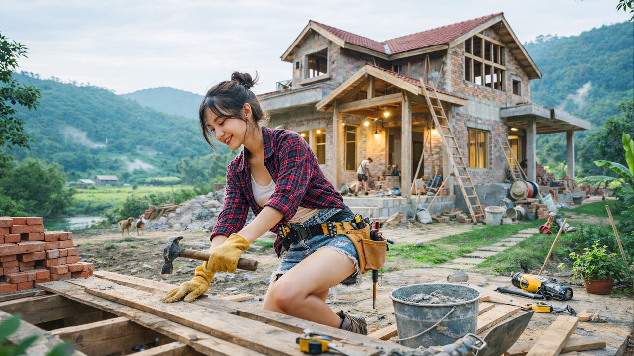 A Girl Builds Her Own House in the Countryside in 360 Days | By @Xiaoqianfeng