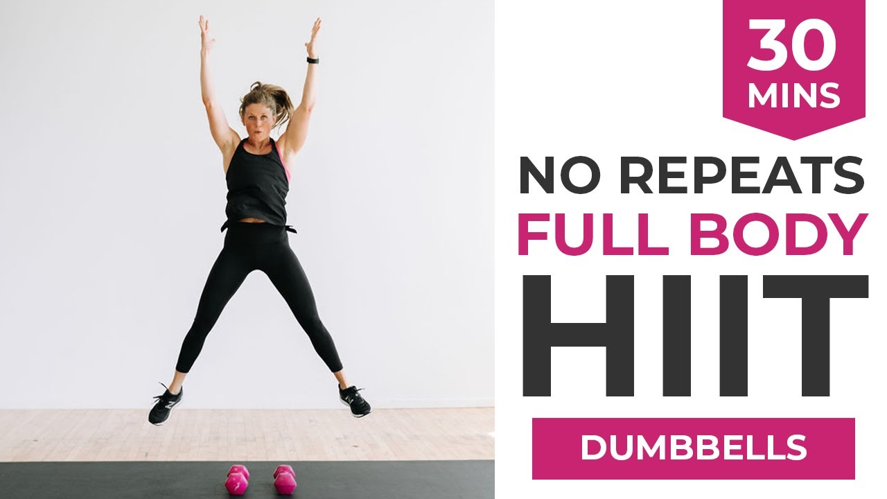 30-Minute Dumbbell HIIT Workout (Full Body, No Repeats)