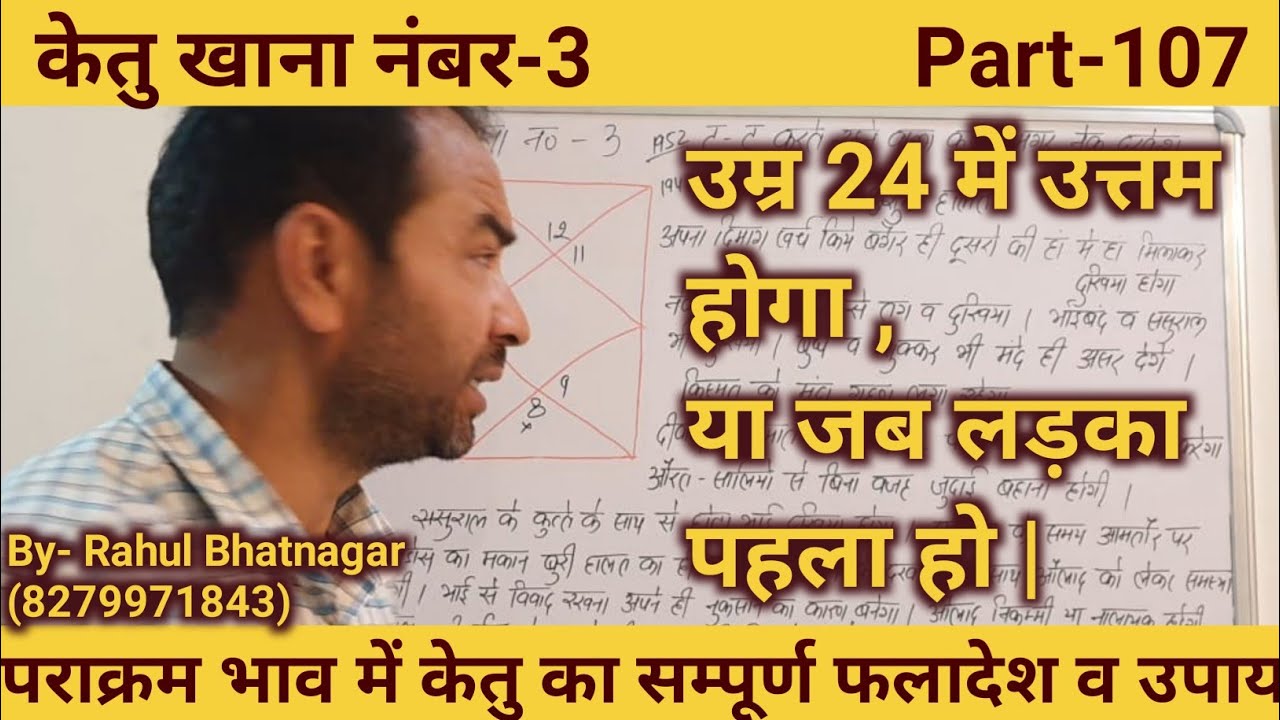 Ketu in 3rd house/ केतु खाना नंबर-3/तीसरे भाव में केतु /Lal kitab/By-:Rahul Bhatnagar, Class-107