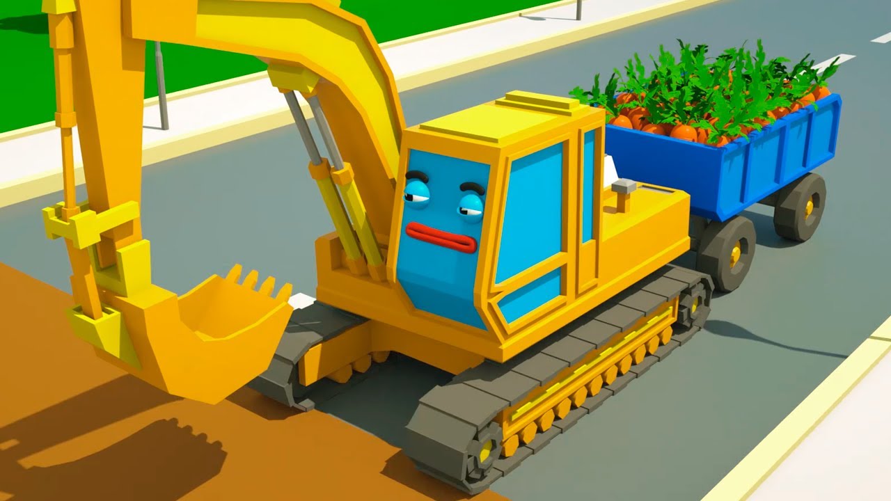 Pelleteuse VS Dépanneuse Cars Town - Dessins animés pour les enfants