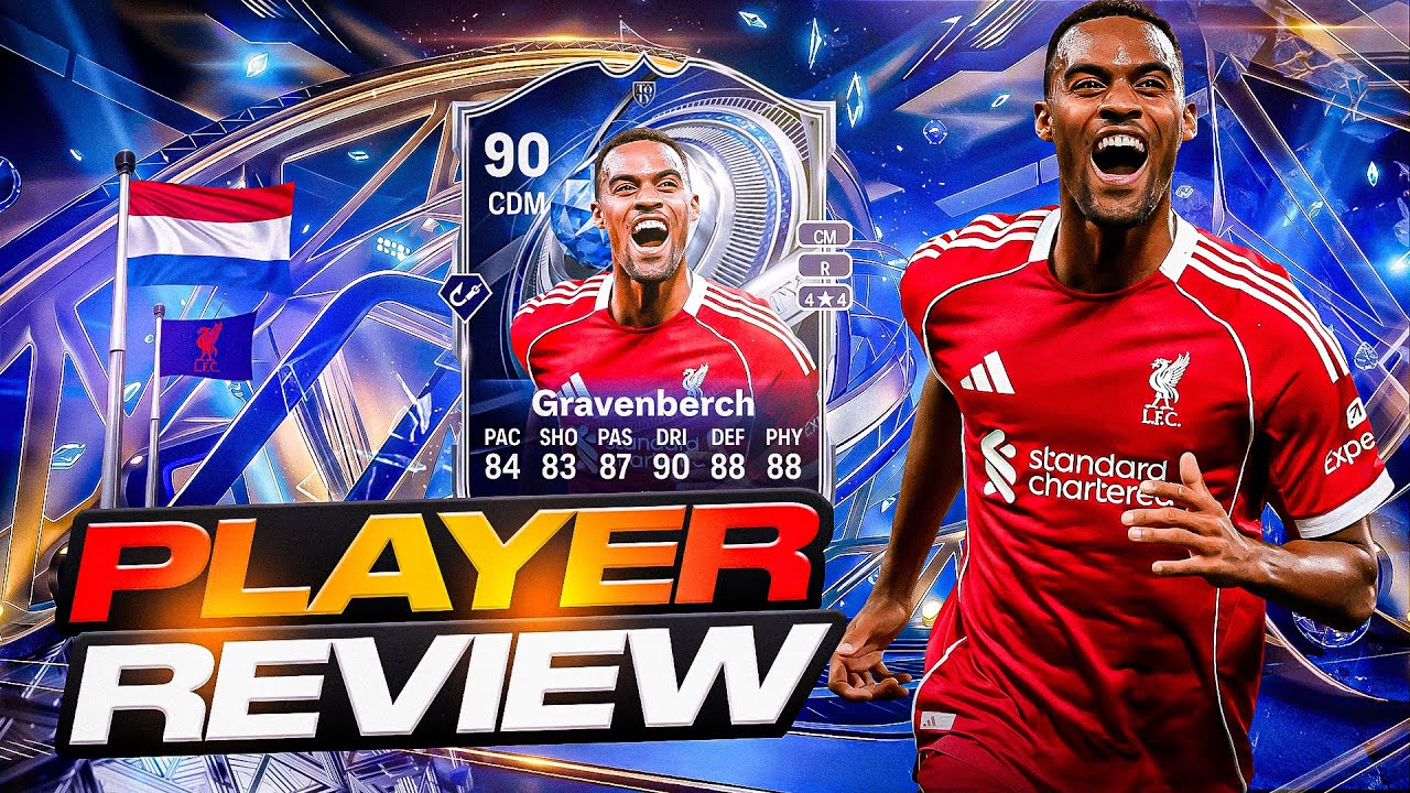 Обзор игрока Gravenberch SBC, получившего 90 почетных упоминаний TOTY, в EA FC 26 Ultimate Team.