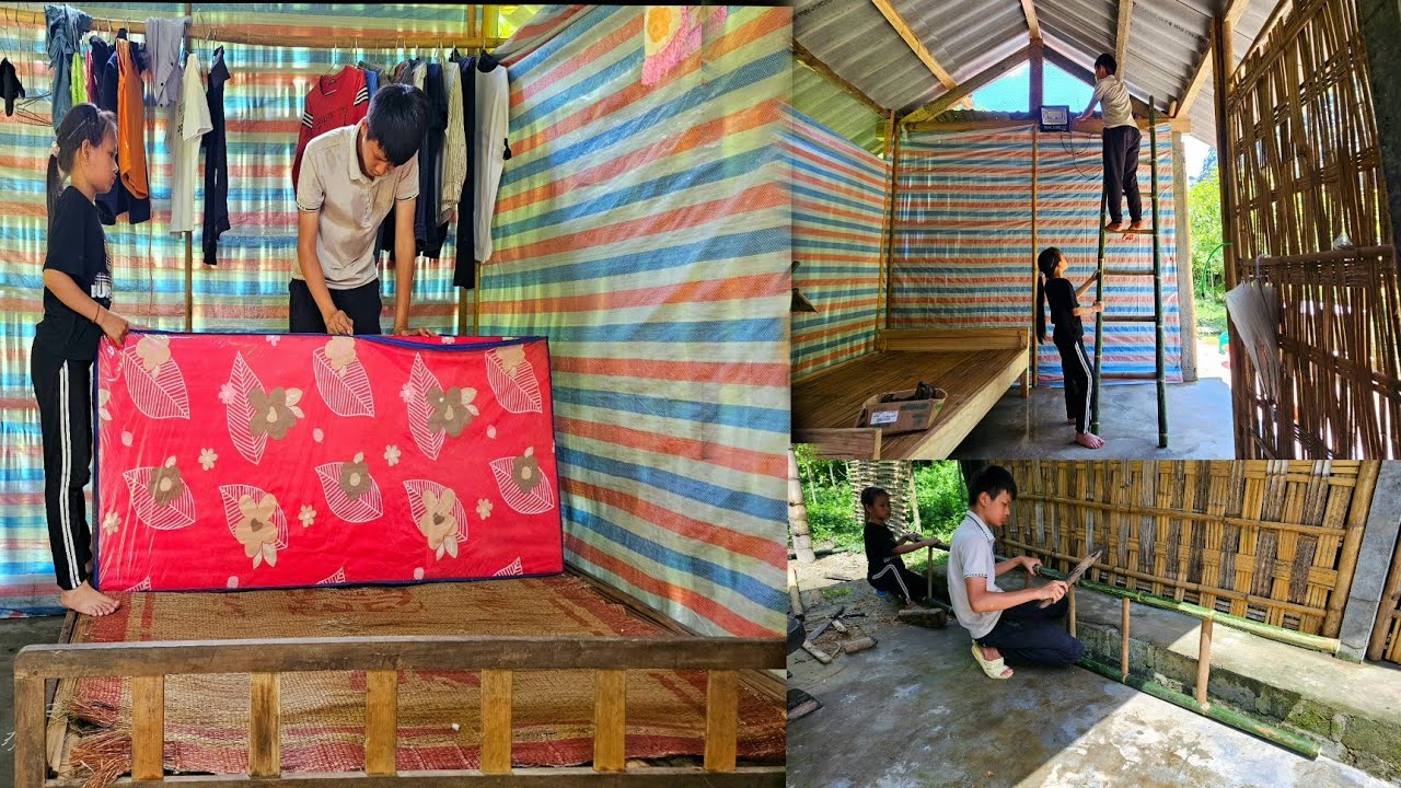 Two orphans cleaned up together, checking blankets and mattresses before the weather turned cold.