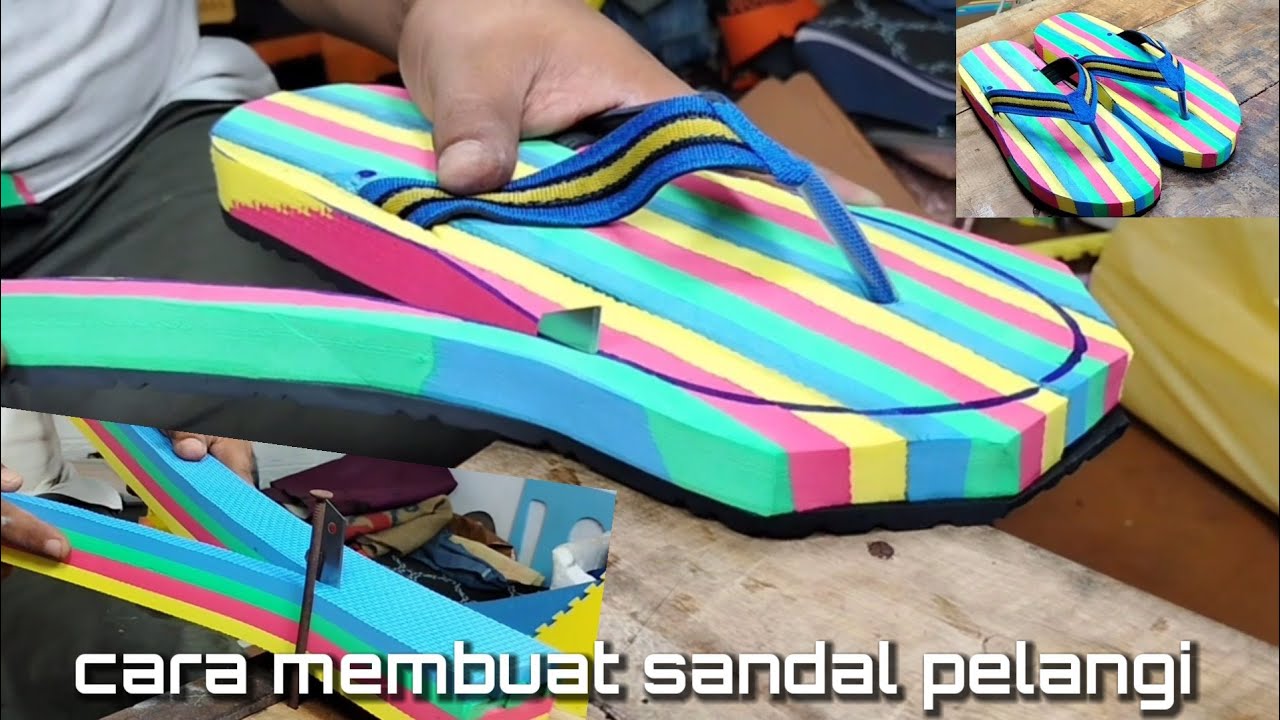 cara membuat sandal pelangi
