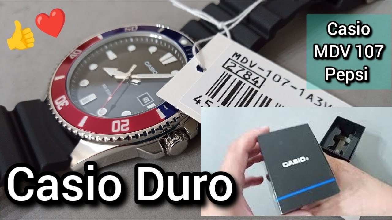 RELOJ CASIO mdv 107 Pepsi un clásico estilo Diver muy resistente sumergible a 200m