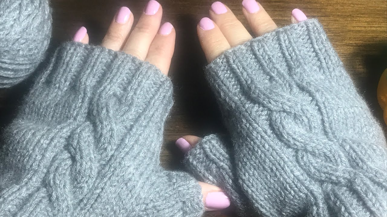 Guantes sin dedos con trenza