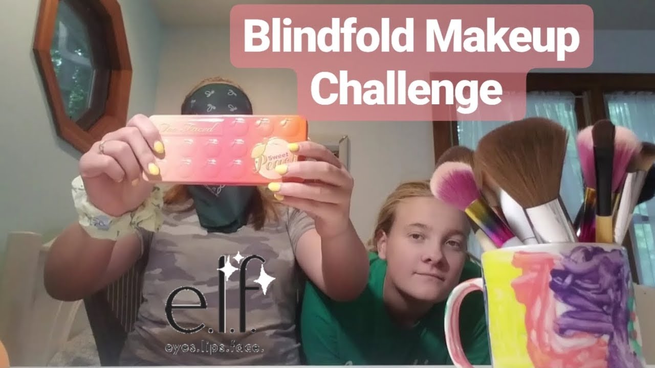 Full Face Makeup Challenge Blindfolded Using ELF Makeup & Sweet Peach Makeup