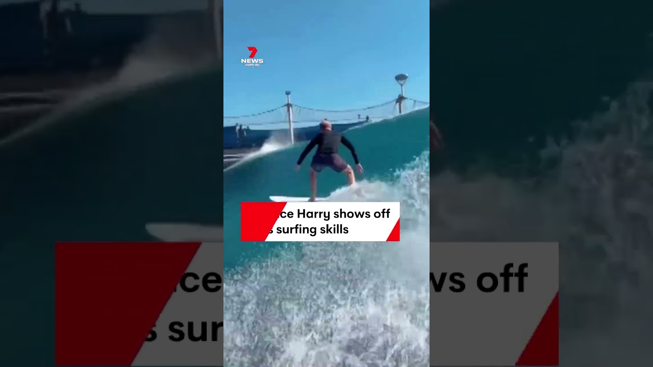 Prince Harry shows off his surfing skills