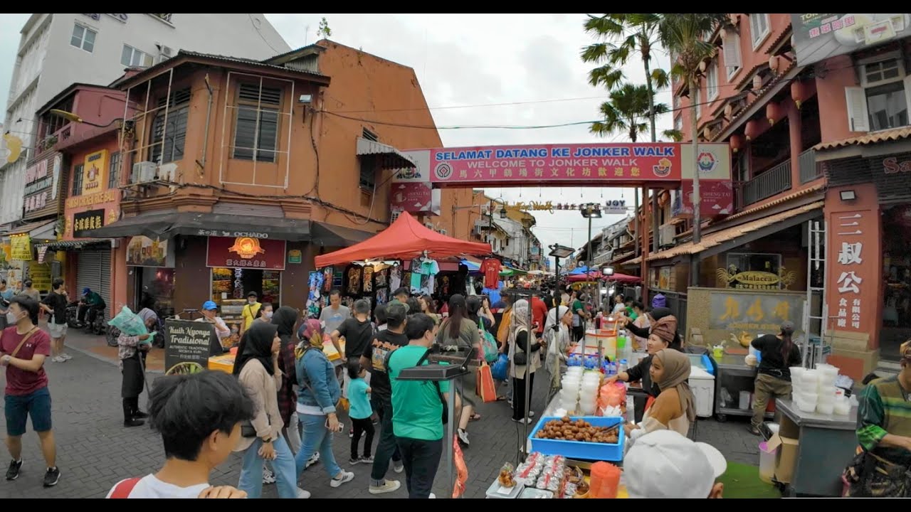 马来西亚景区 马六甲 鸡场街 美食街 Malaysia tourist attraction - Melaka Jonker Street, lots of street food