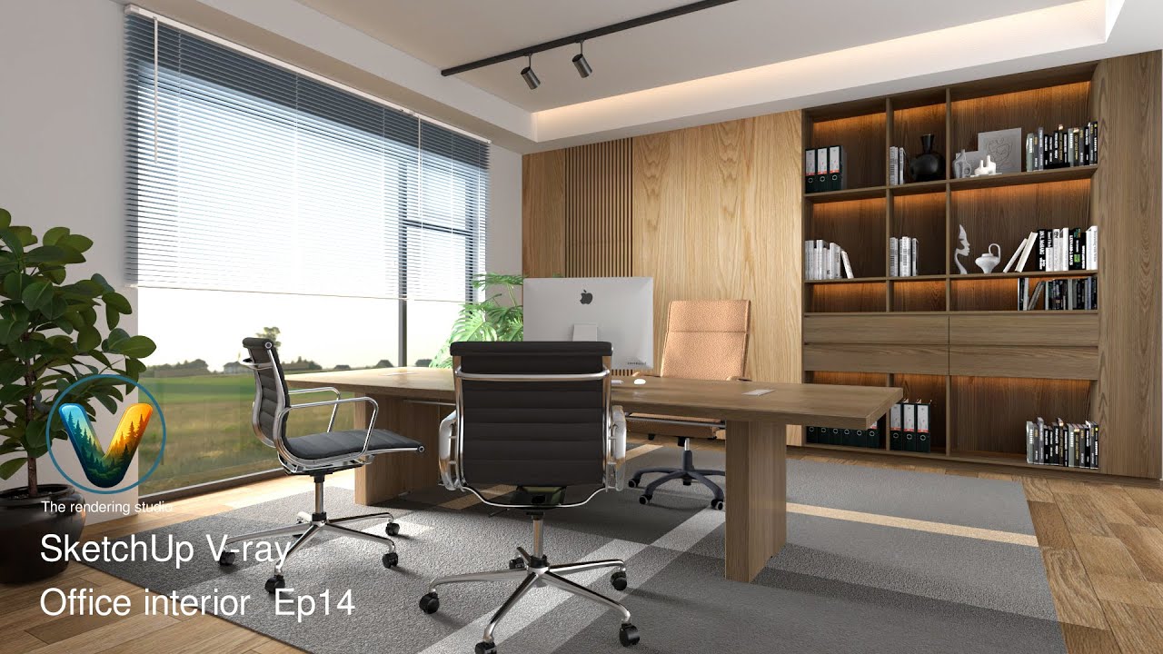 SketchUp V-ray Office Interior Ep14